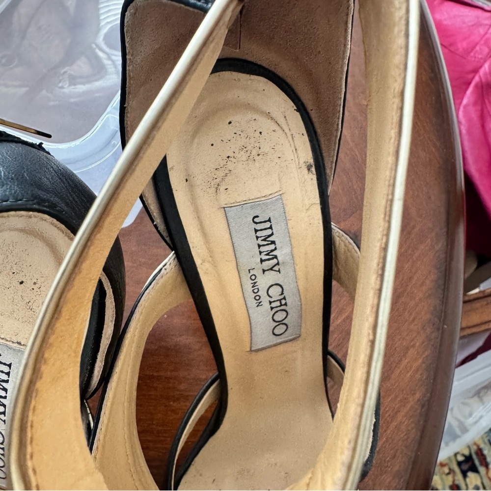 Jimmy Choo Black and Gold Heels - Picture 3 of 9